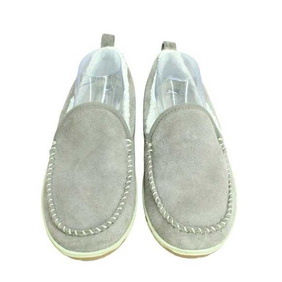 LL Bean Cement Suede Fleece Lined Cozy Mountain Moccasin Slippers Size 10 M - Picture 5 of 9